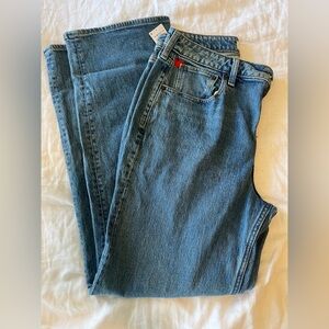 Abercrombie Jeans High Rise 90’s Relax Curve Love with Red Hearts NWT